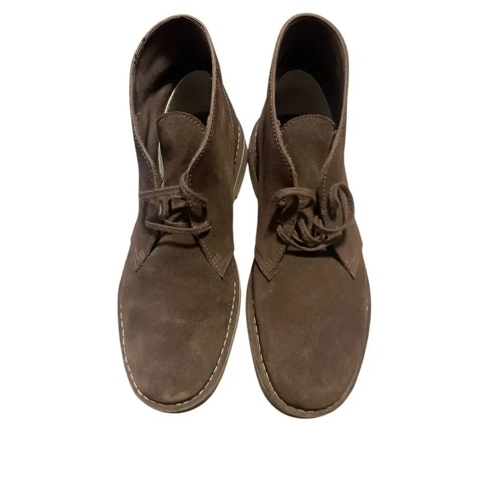Clarks Mens Brown Bushacre 3 Sand Suede Leather Lace Up Ankle Boots Size 12